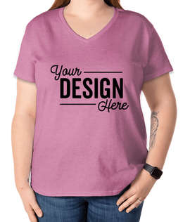 Gildan Women's 100% Cotton V-Neck T-shirt - Color: Heather Radiant Orchid