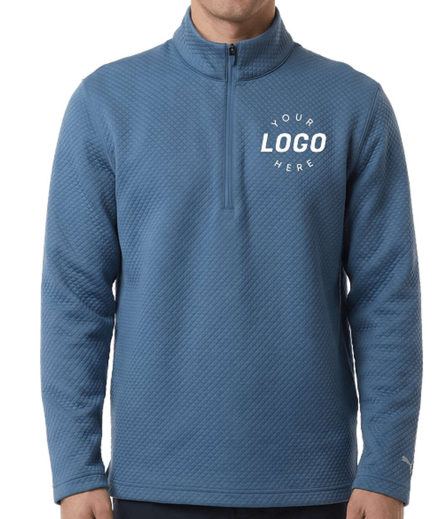 Puma Golf Pebble Recycled Midweight Performance Quarter Zip Pullover in Blue Horizon