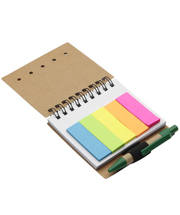 Mini Spiral Notebook with Sticky Flags and Pen