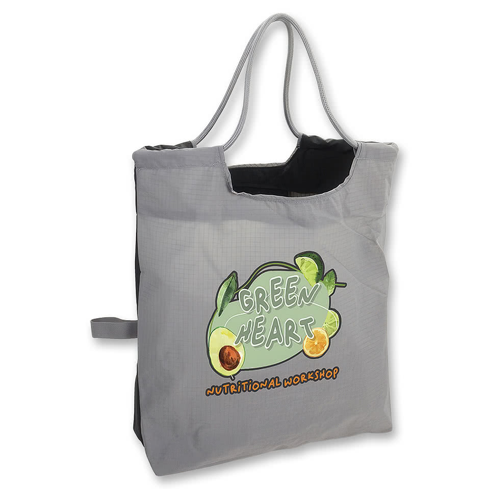 Boulevard Foldable Tote Bag with Cinch Cord Handles