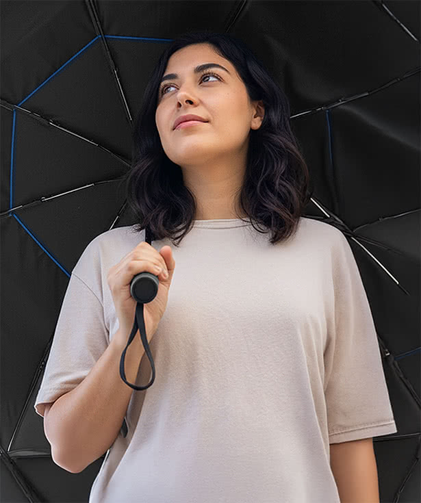 42" Recycled Telescopic Folding Umbrella