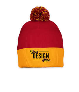 Sportsman Pom Pom Beanie - Color: Red / Gold