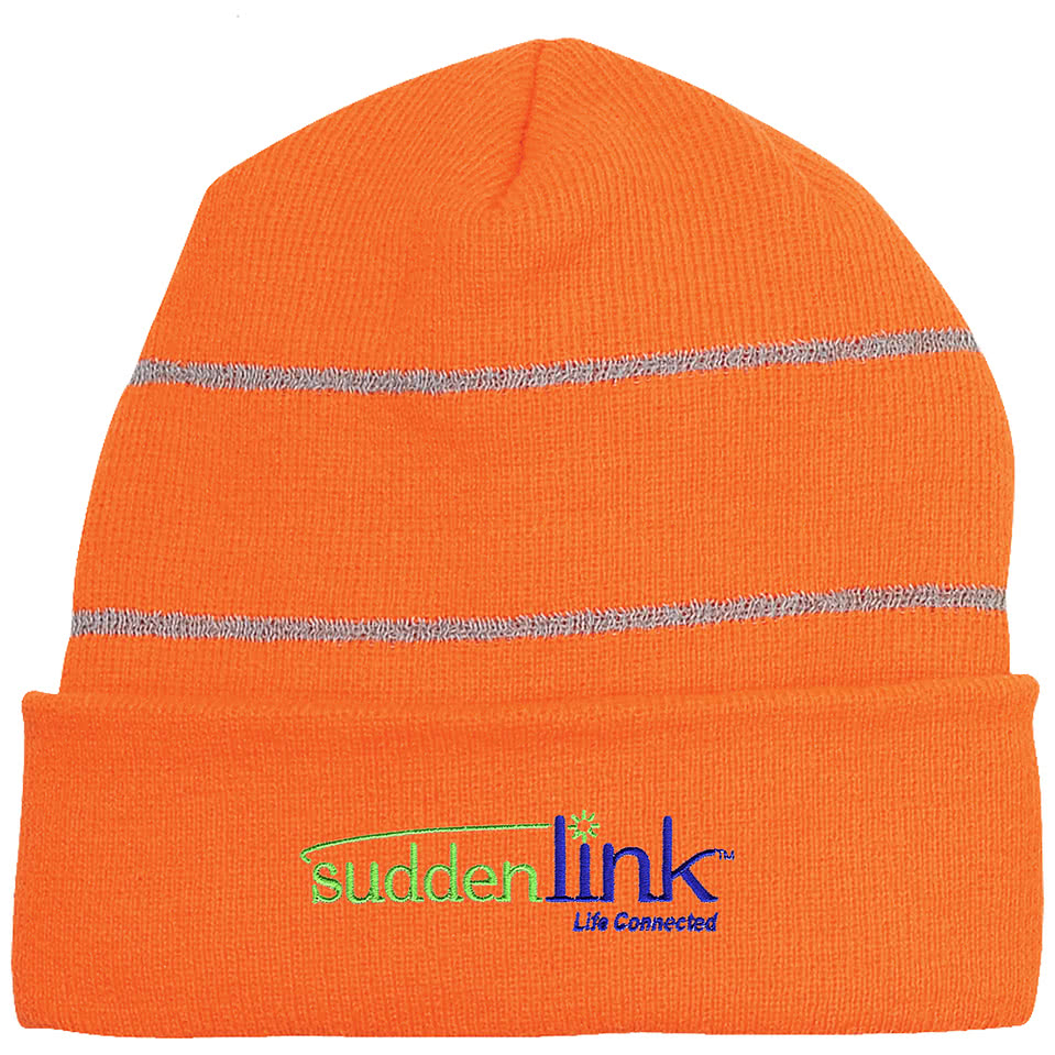 Knit Cuff Beanie With Reflective Stripes