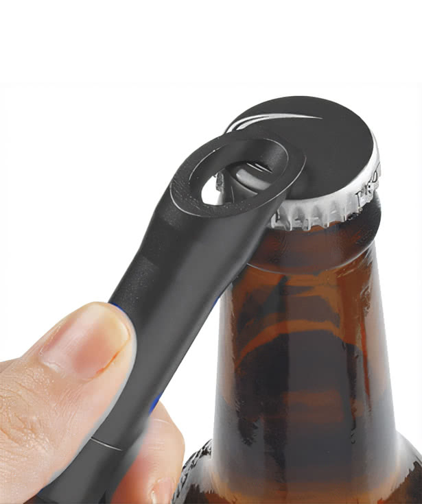 Laser Engraved Aluminum LED Flashlight Keychain with Bottle Opener