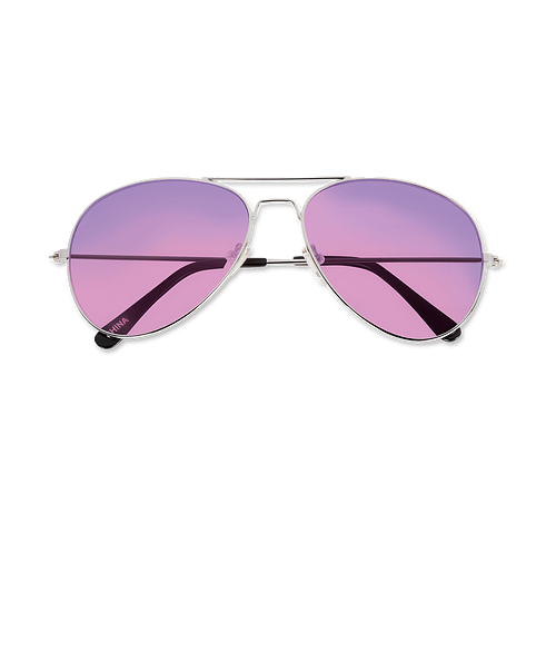 Ocean Gradient Aviator Sunglasses in Silver with Purple
