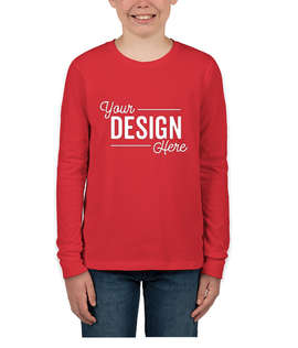 Bella + Canvas Youth Long Sleeve Jersey T-shirt - Color: Red