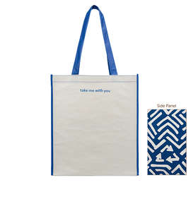 Large Laminated 100% Recycled Shopper Tote Bag - Color: Royal Blue