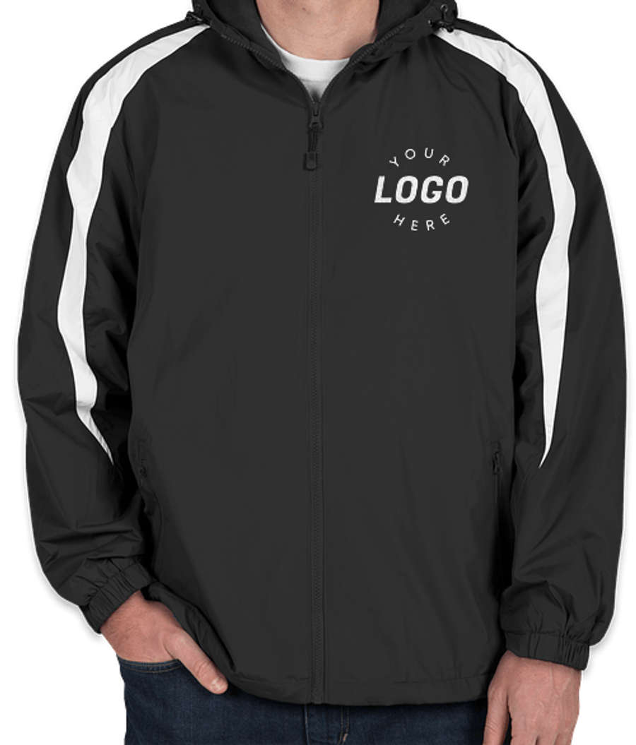 Sport-Tek Fleece Lined Colorblock Hooded Jacket in Black / White