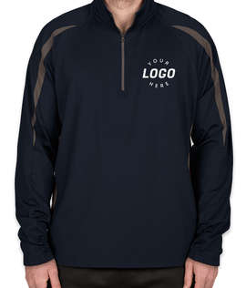 Sport-Tek Contrast Performance Half Zip Pullover - Color: True Navy / Charcoal Grey