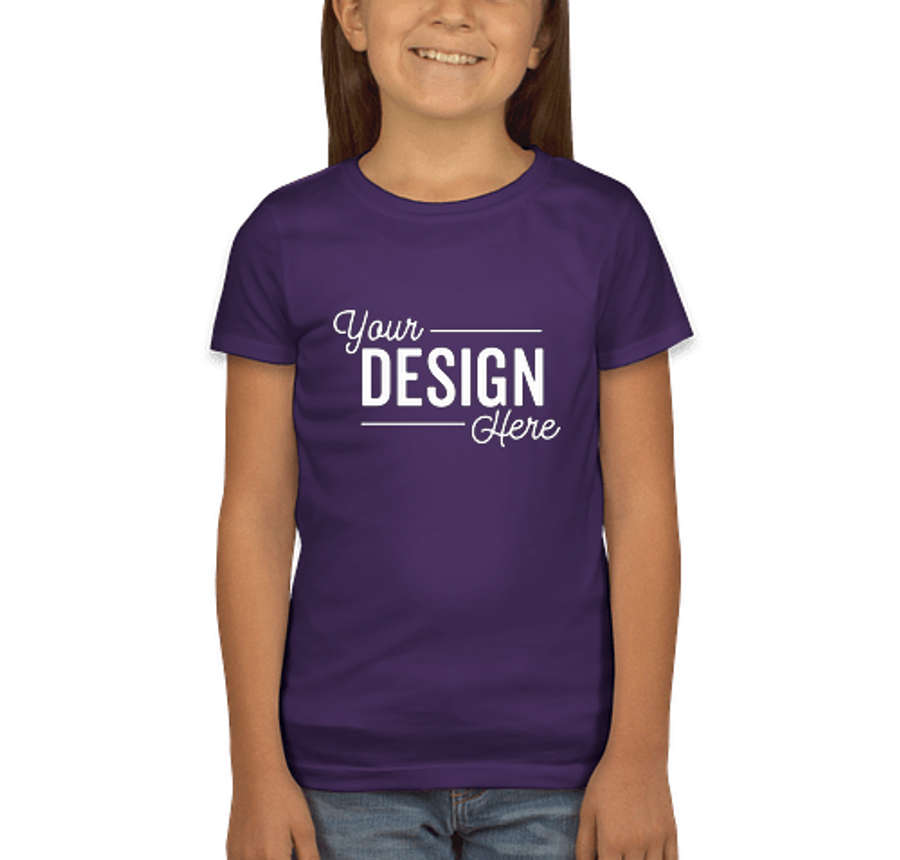 Next Level Youth Girls Jersey T-shirt in Purple Rush