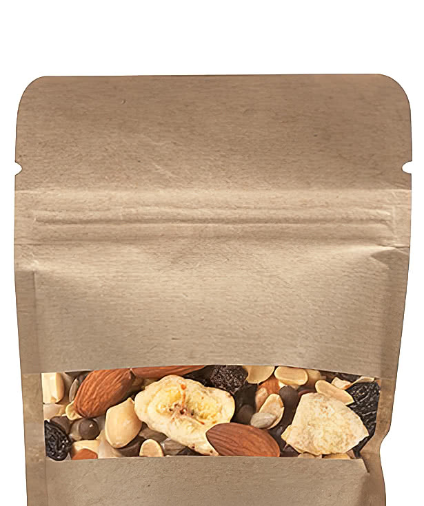 Full Color Kraft Resealable Snack Bag with Energy Trail Mix