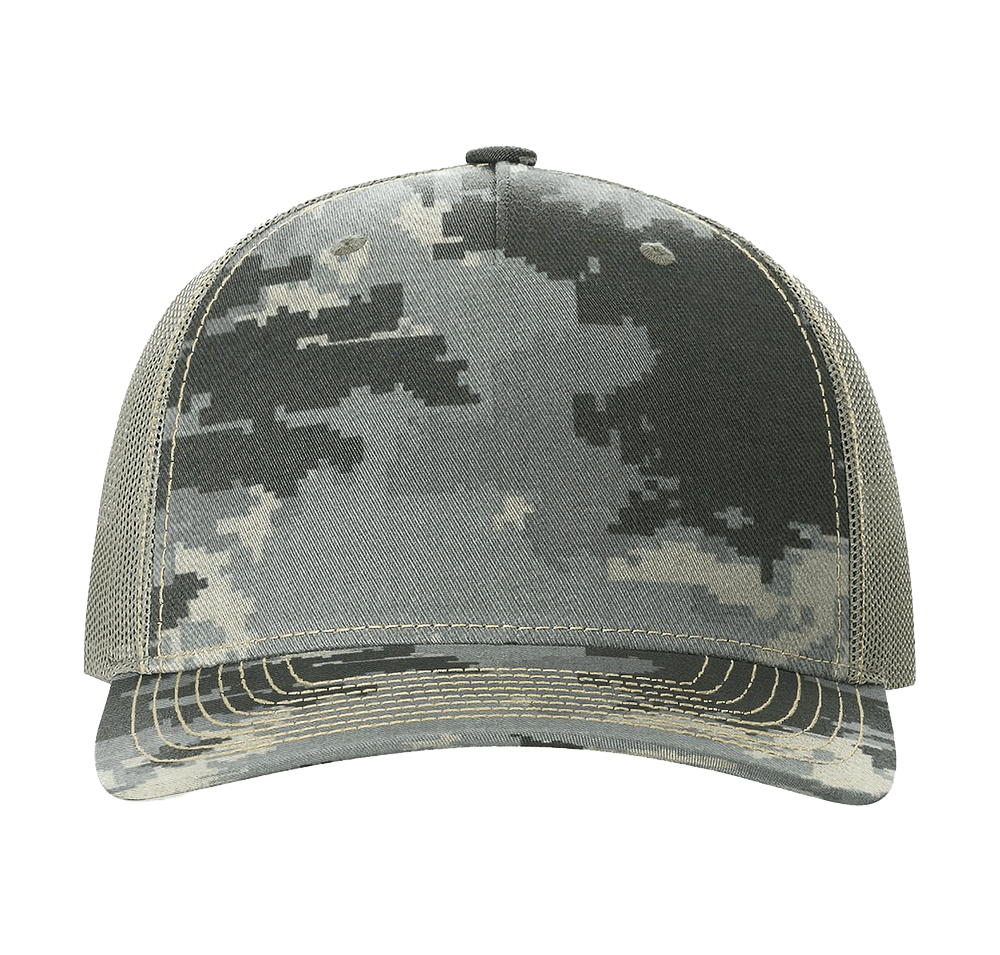 Richardson Camo Pattern Five Panel Trucker Hat-default