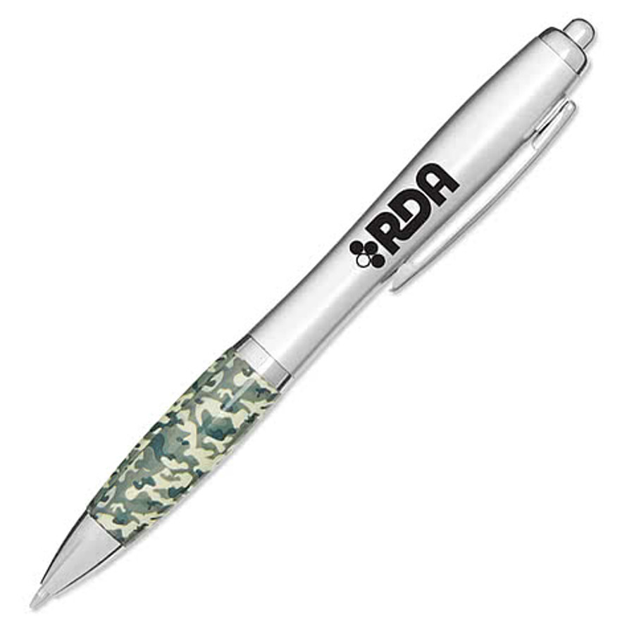 Hunting & Military Camouflage Recycled Ballpoint Pen (black ink) in Silver