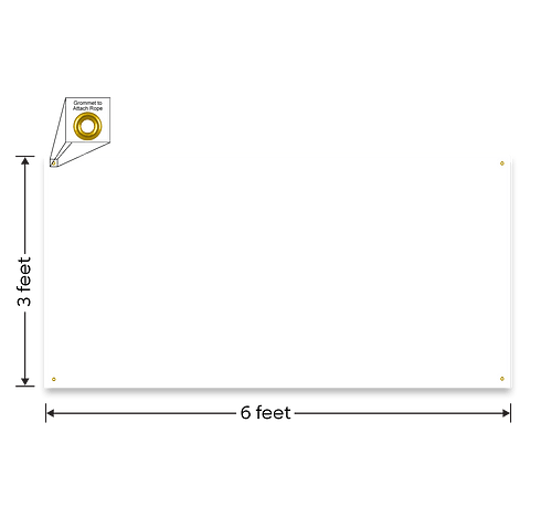 Full Color 6' x 3' Vinyl Banner - Color: White