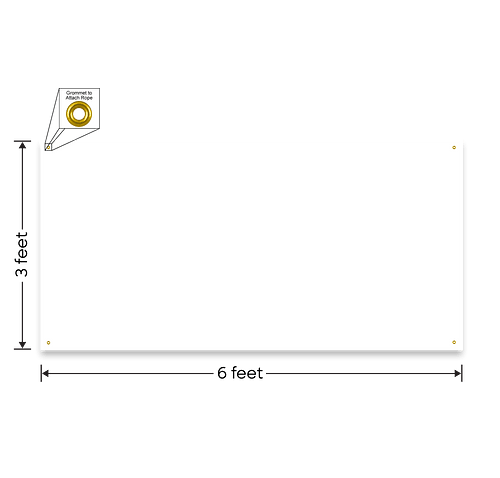 Full Color 6' x 3' Polyester Banner in White