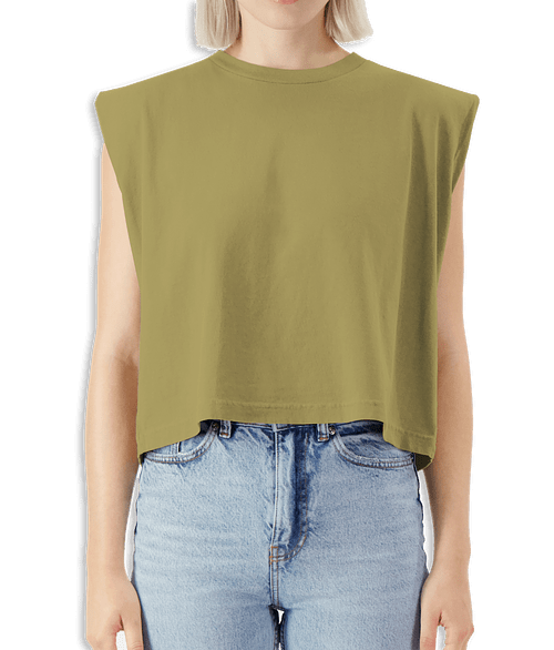 American Apparel Women's Garment Dyed Boxy Muscle Tank in Faded Army