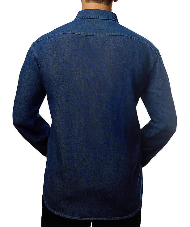 Blue Generation Untucked Long Sleeve Denim Shirt - Embroidered