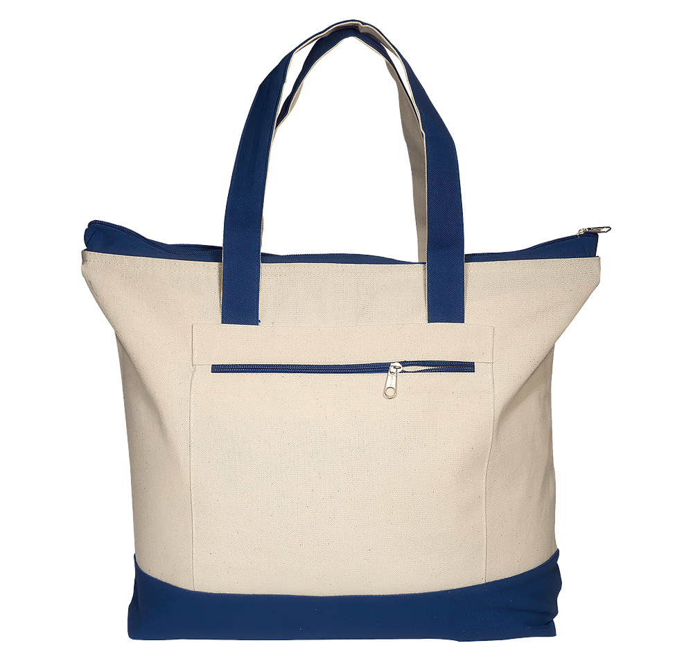 Zippered Cotton Canvas Tote Bag-default