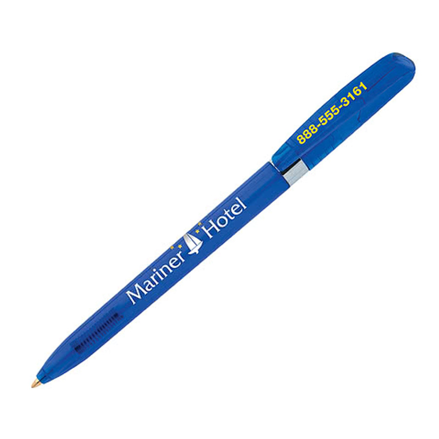 Pivo Clear Chrome Ballpoint Pen (black ink) in Black Barrel And Black Cap