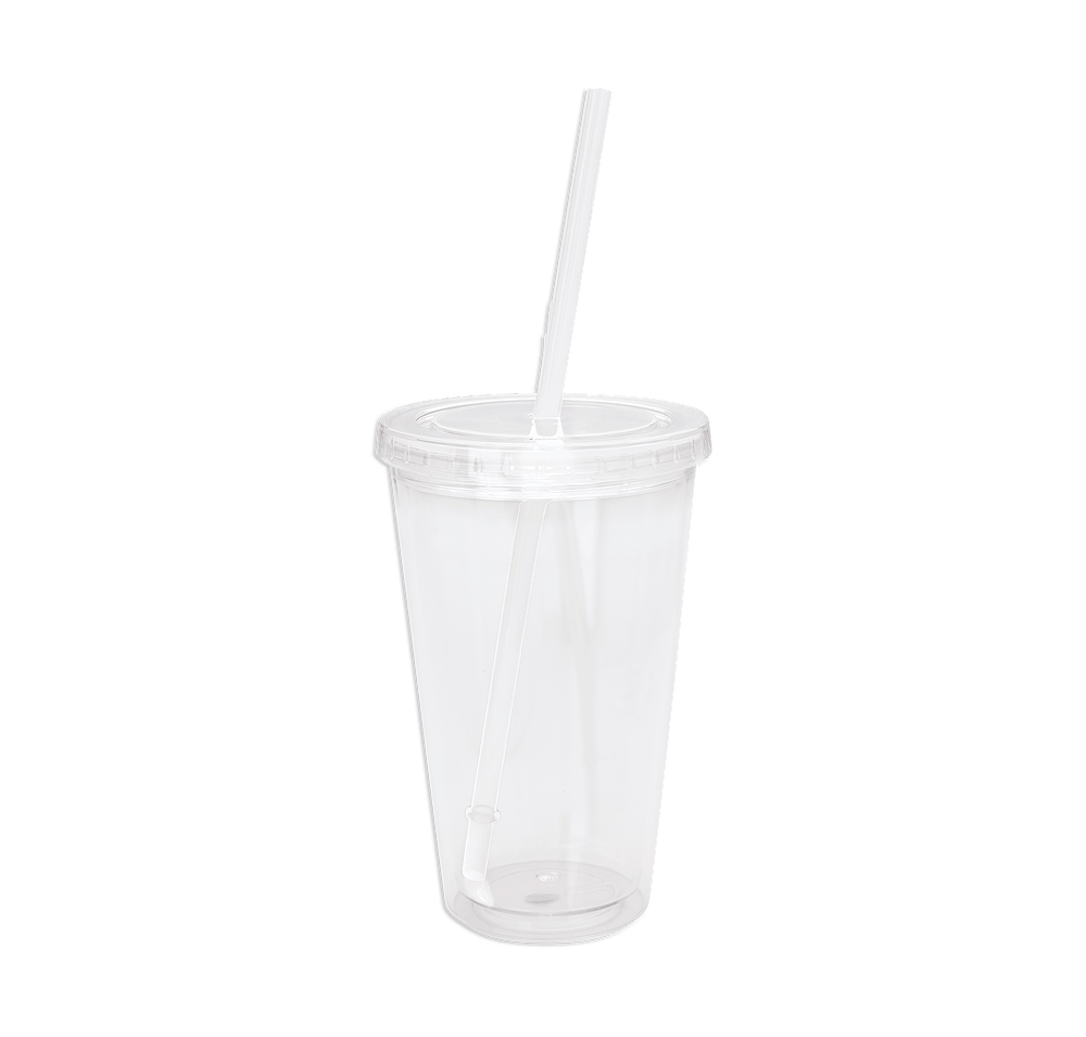 Full Color 18 oz. Clear Tumbler with Colored Lid and Straw-default