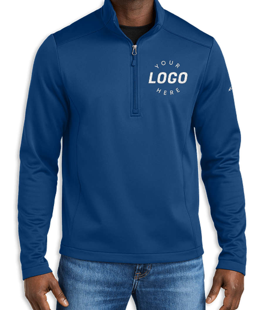 Eddie Bauer Smooth Mid Layer Half Zip Fleece Pullover - Embroidered in Cobalt Blue
