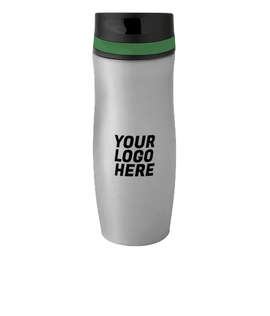 Full Color 14 oz. Persona Wave Trail Vacuum Insulated Tumbler - Color: Gray / Green