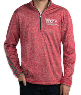 Adidas Brushed Terry Heather Quarter Zip Pullover - Color: Power Red Heather / Black