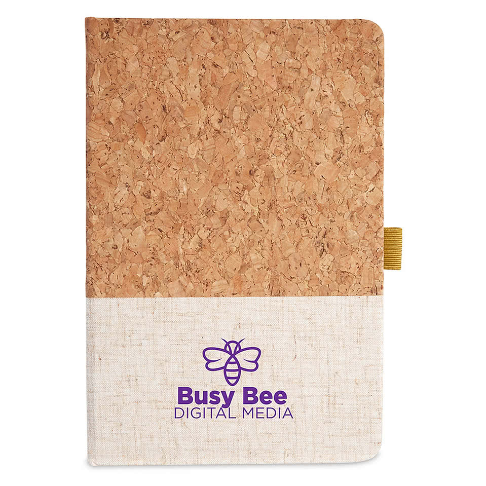 Cork and Heathered Fabric Hard Cover Journal 