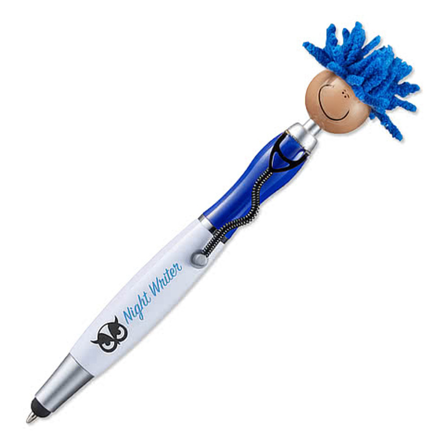 MopToppers Stethoscope Medium Tone Ballpoint Stylus Pen (black ink) in Reflex Blue