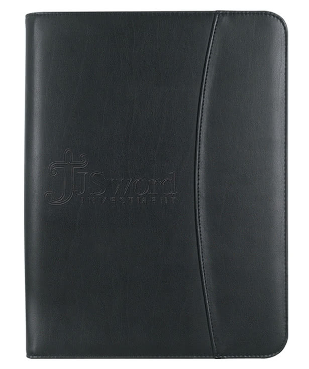 Leather Look Zippered Padfolio with Calculator