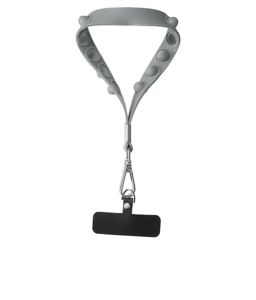 Push Pop Stress Reliever Silicone Wristlet Keychain with Phone Holder in GREY
