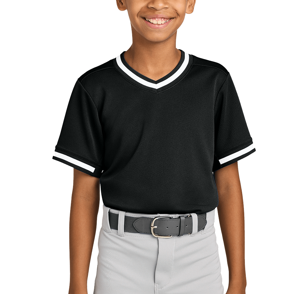 Sport-Tek Youth Tough Mesh V-Neck Baseball Jersey-default