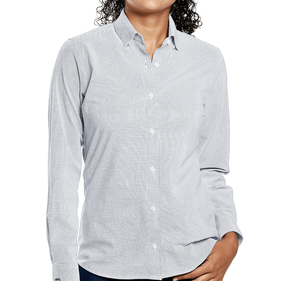 Storm Creek Women's Influencer Wrinkle-Free Windowpane Long Sleeve Dress Shirt-default