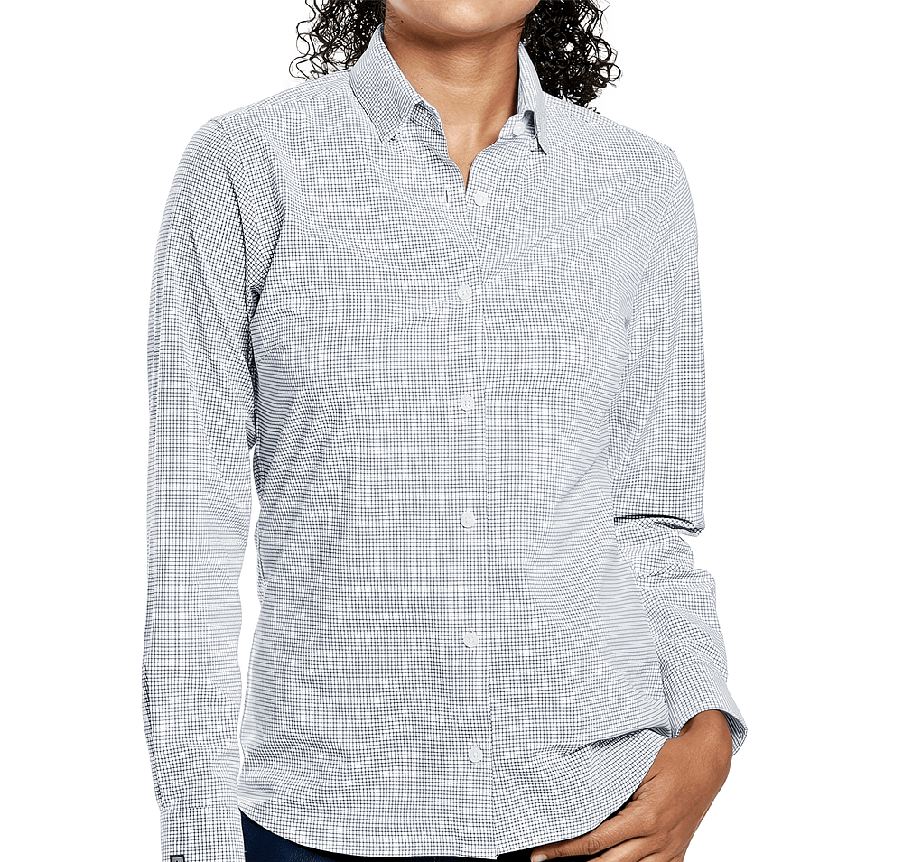 Storm Creek Women's Influencer Windowpane Long Sleeve Dress Shirt - Printed-default