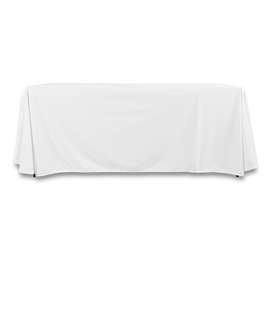 Full Color 6' LazerLine Throw Tablecloth - Color: White