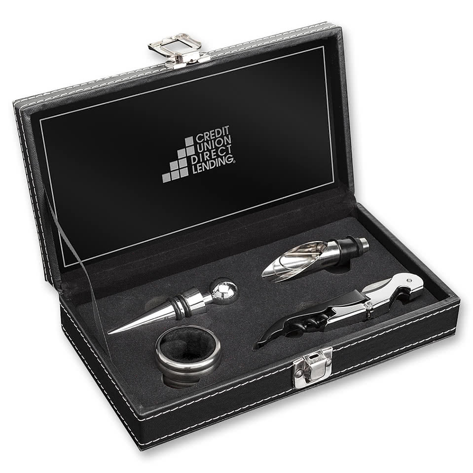 Laser Engraved Aikman 4 Piece Wine Accessory Set