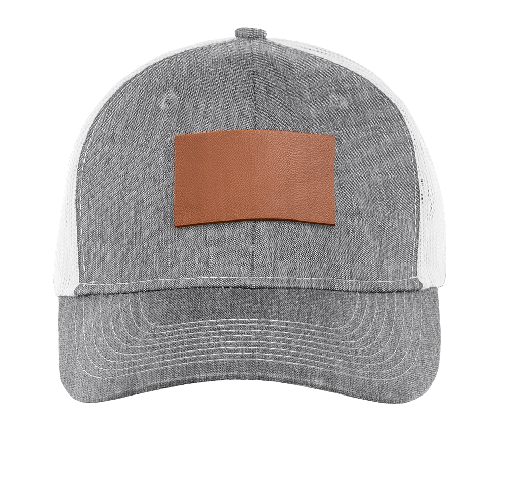 Port Authority Snapback Trucker Hat-Rectangle Faux Leather Patch-Laser Engraved-default