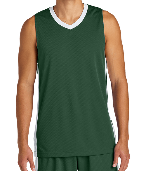 Sport-Tek Rival Reversible Basketball Jersey in Forest Green / White