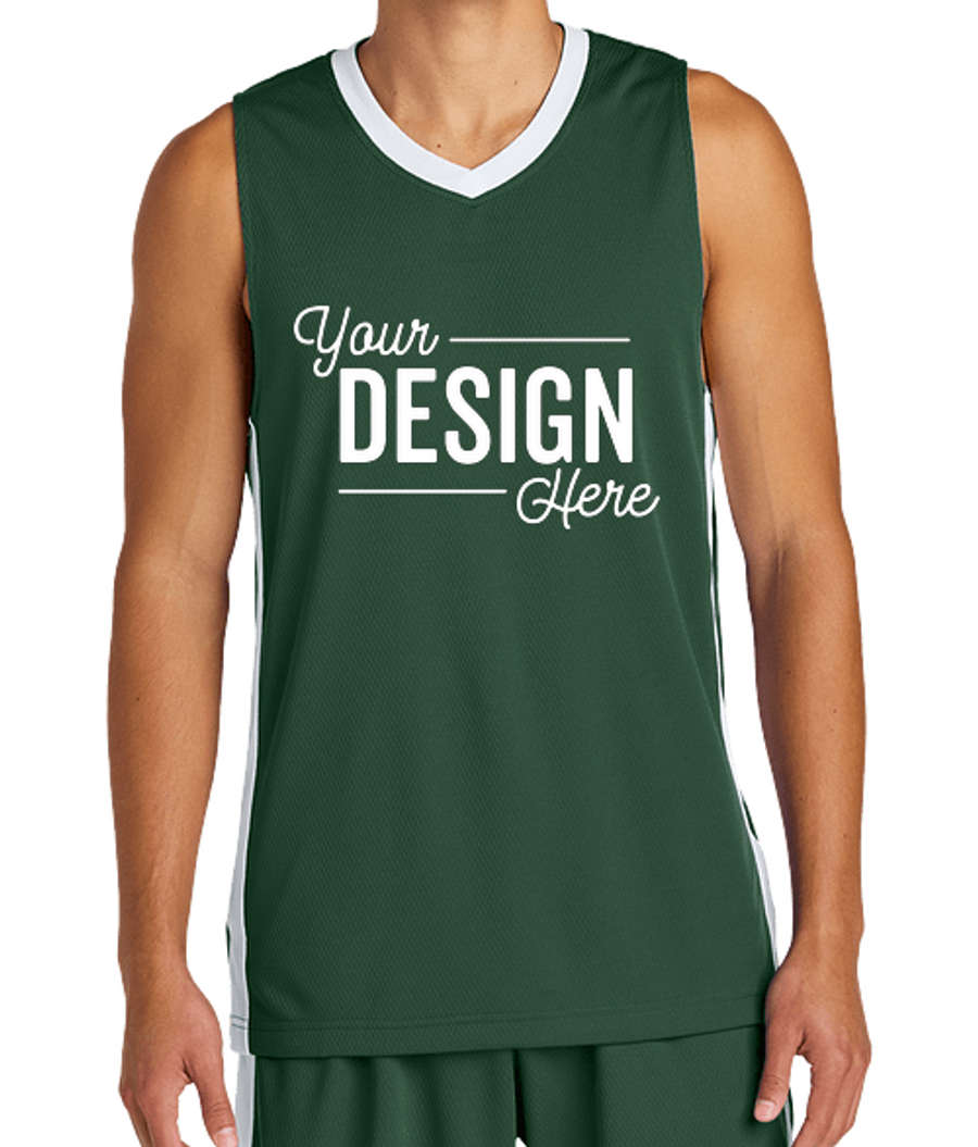 Sport-Tek Rival Reversible Basketball Jersey in Forest Green / White