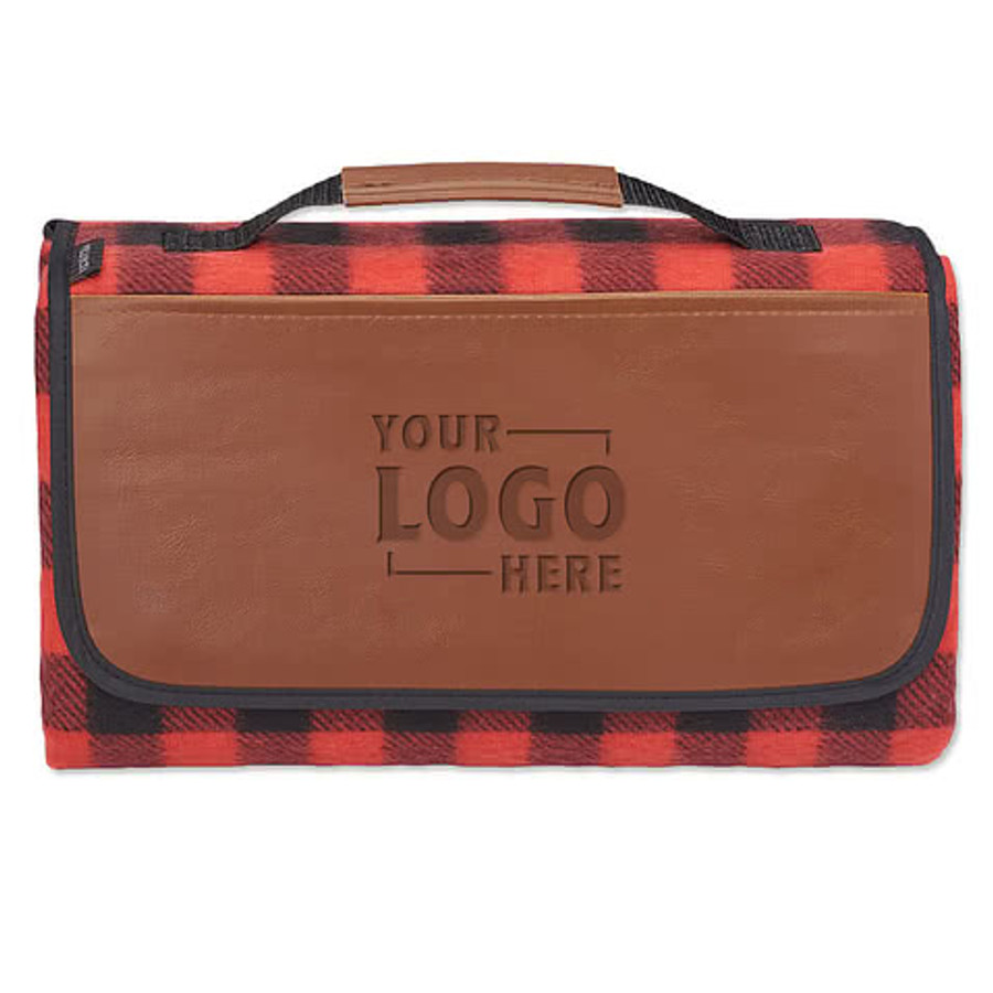Debossed Field & Co. Buffalo Check Picnic Blanket in Black / Blue