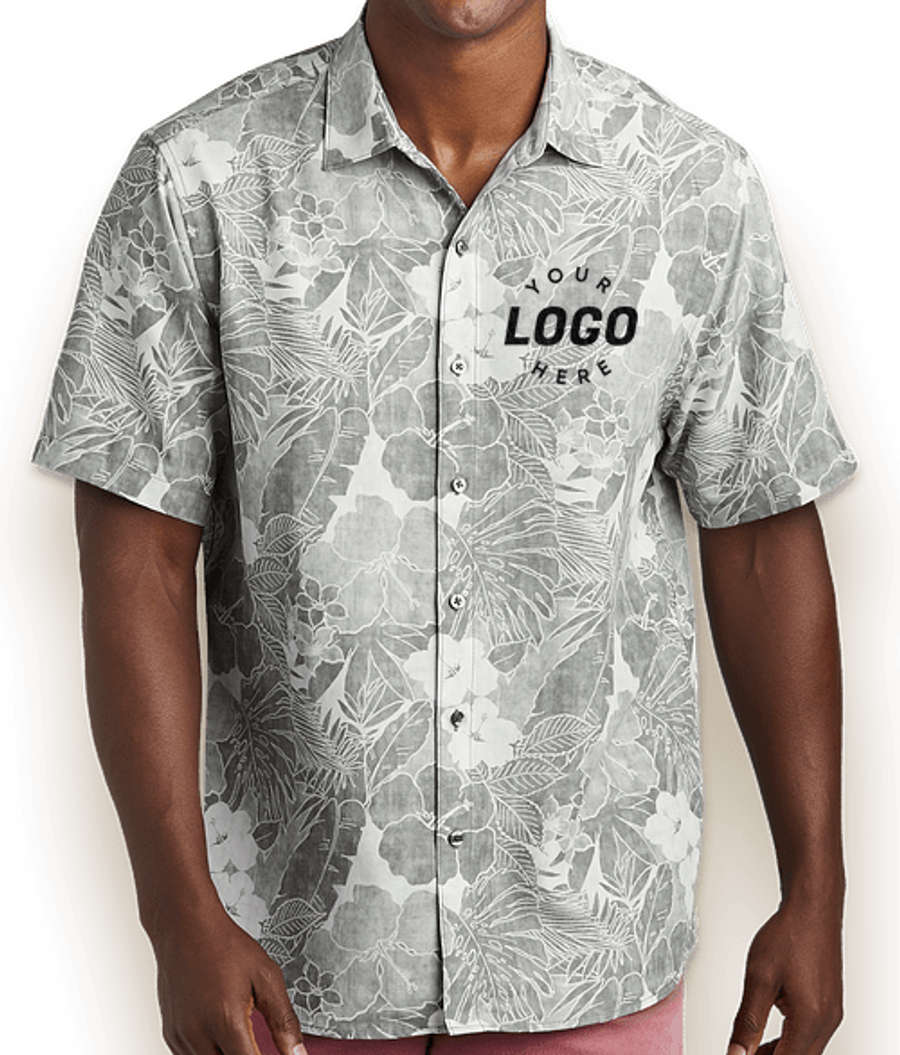 Tommy Bahama Coconut Point Playa Flora Eco Short Sleeve Shirt in Light Grey