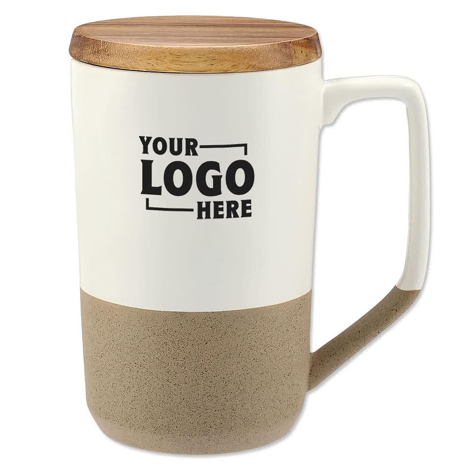 16 oz. Tahoe Tea & Coffee Ceramic Mug with Wood Lid
