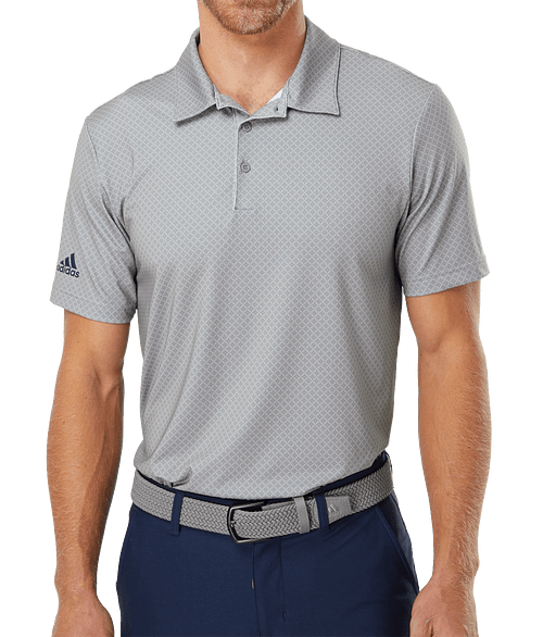 Adidas Diamond Dot Print UPF 50 Performance Polo - Printed in Grey Three  /  Team Royal  /  Navy