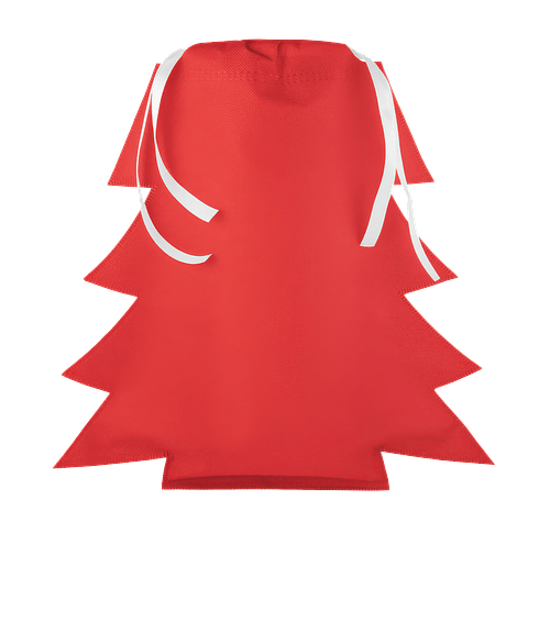 Tree Shaped Non-Woven Gift Bag in RED WITH WHITE