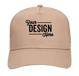 Otto Cap Five-Panel Trucker Hat - Embroidered - Color: Khaki
