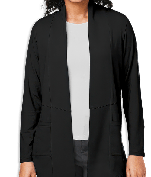 Devon & Jones Women's Raleigh Stretch Open Cardigan - Embroidered in Black