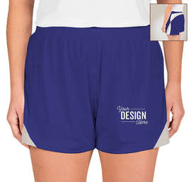 Team 365 Women's Colorblock Performance Shorts - Color: Sport Royal / Sport Silver