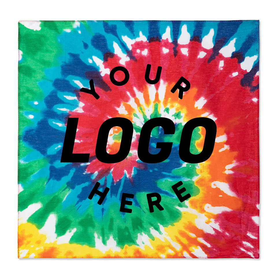 Valucap 100% Cotton Tie-Dye Bandana with rainbow pattern