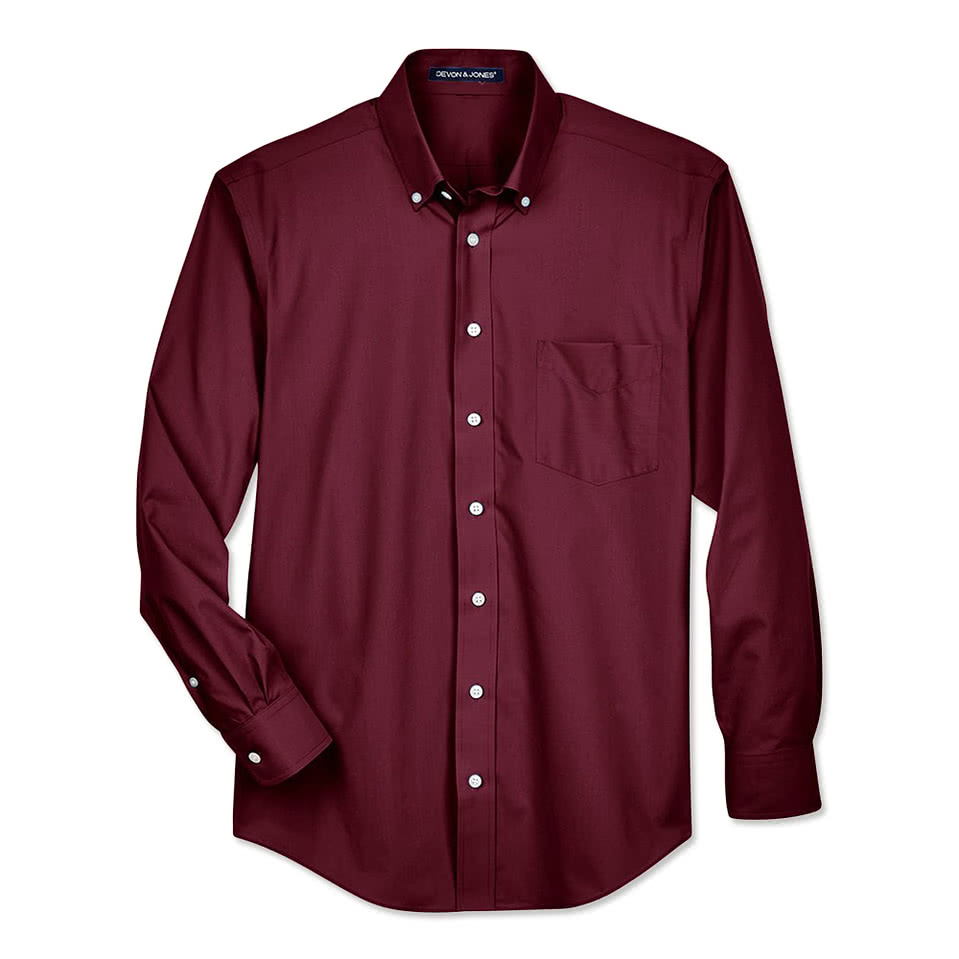 Devon & Jones Crown Collection Broadcloth Woven Dress Shirt - Embroidered