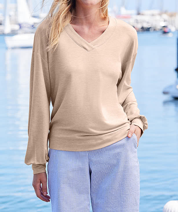 Custom TravisMathew Women's Long Weekend V-Neck Long Sleeve Shirt